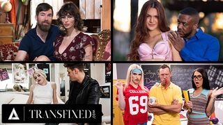 Transznemű csábítók forró válogatása – férfiak baszódnak óriási tőgyes transzi csajokkal