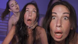 Alázatos fiatal csicska kinyomja az agyát méhnyak-dagasztó ffm vad pásztoróra közben