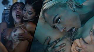 Vadító csajok ollóznak és kényeztetik egymást egy vad leszbi buliban a Parasited csatornán Natasha Nice és Kendra Sunderland főszereplésével